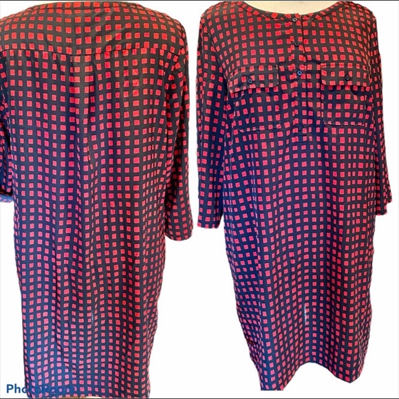 XXL Gap sheath shirt dress in black and red check - Picture 1 of 15